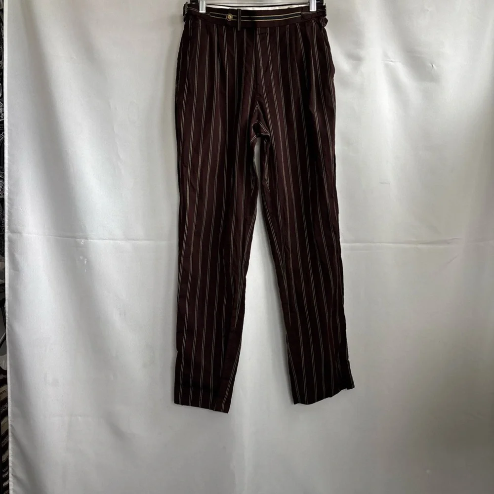 BR Athletics Marzotto Havana Fabric Wool Blend Pinstripe Trousers Mens Size 28